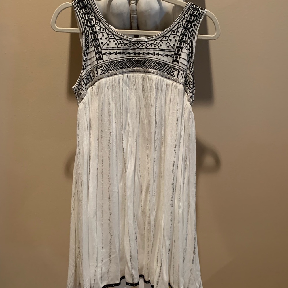Small White Dress with Black Embroidery Detail